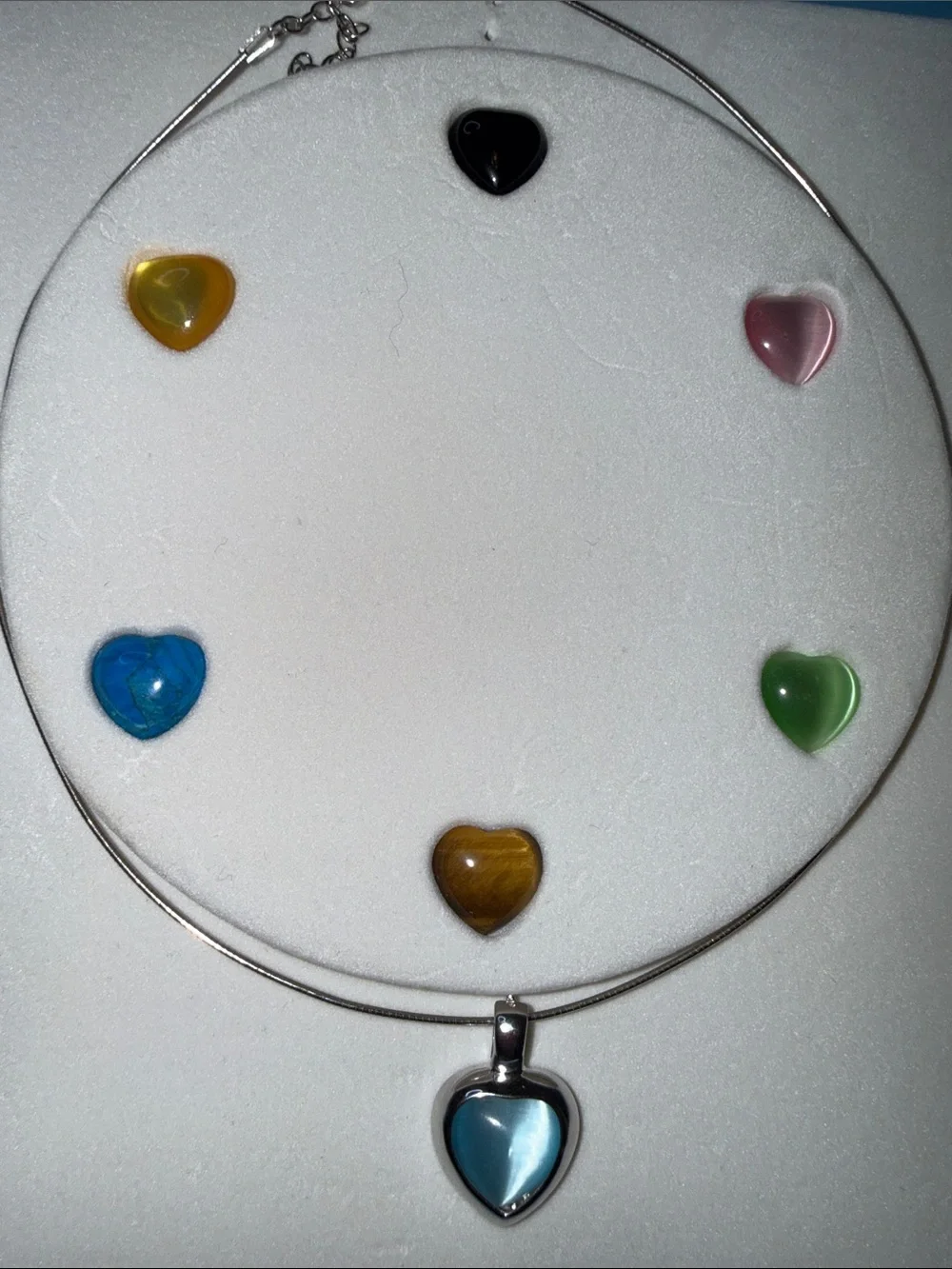 Sterling Silver Blue Heart Pendant Necklace